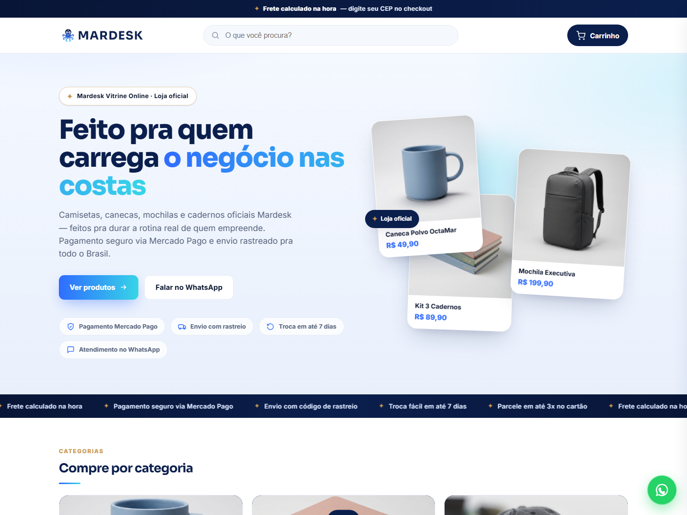 Exemplo de loja criada na Mardesk